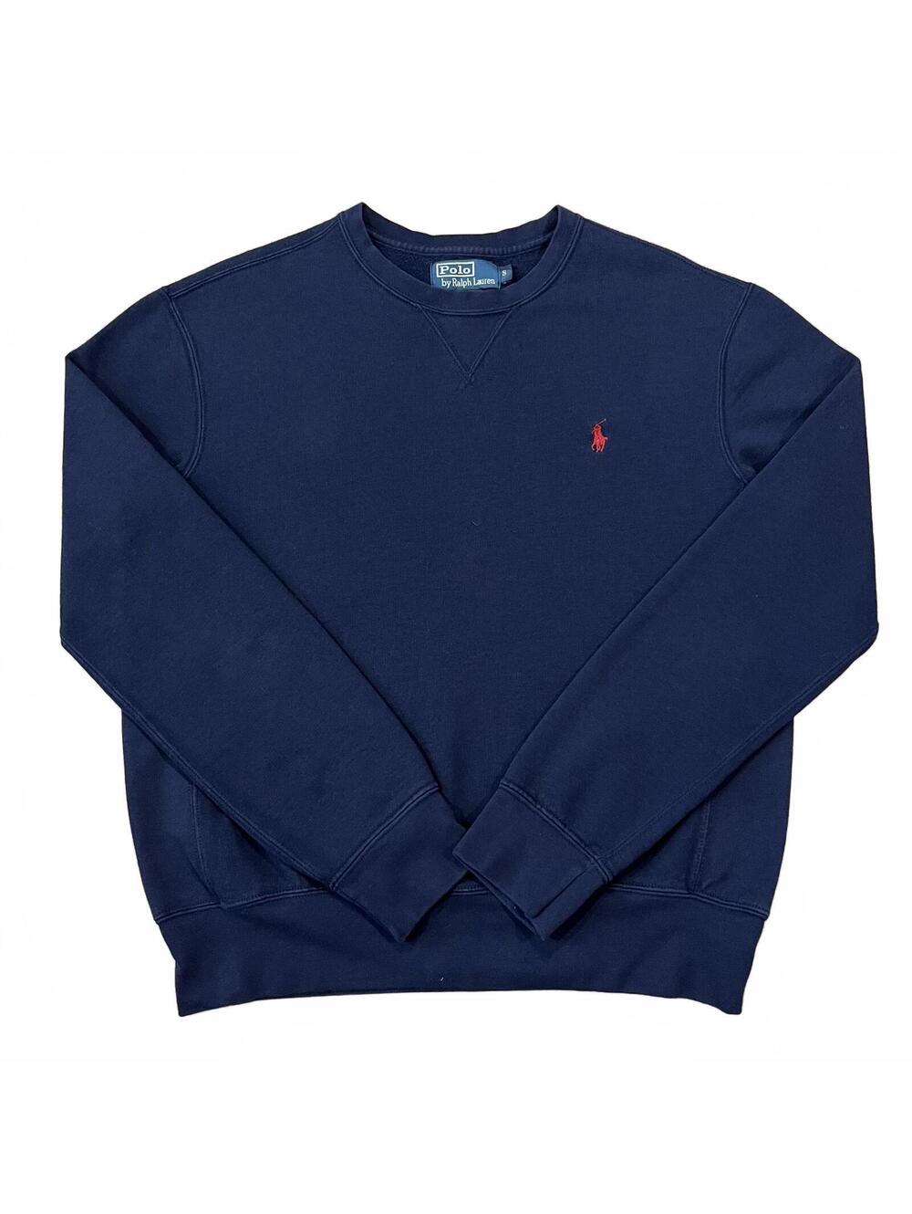 Polo Ralph Lauren Mens Blue Crewneck Sweatshirt Red Pony Size Small